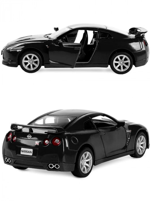 Металлическая машинка Kinsmart 1:36 «2009 Nissan GT-R R35» инерционная, чёрная KT5340D-1