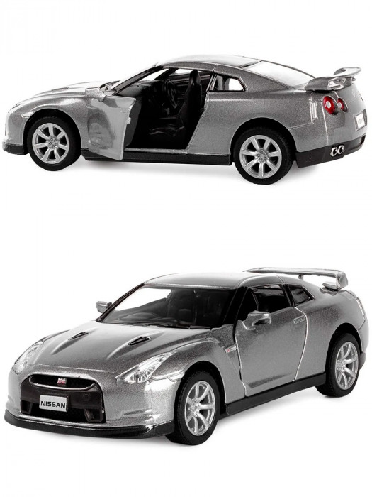 Металлическая машинка Kinsmart 1:36 «2009 Nissan GT-R R35» инерционная, светло-серая KT5340D-2