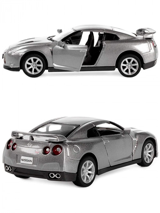Металлическая машинка Kinsmart 1:36 «2009 Nissan GT-R R35» инерционная, светло-серая KT5340D-2