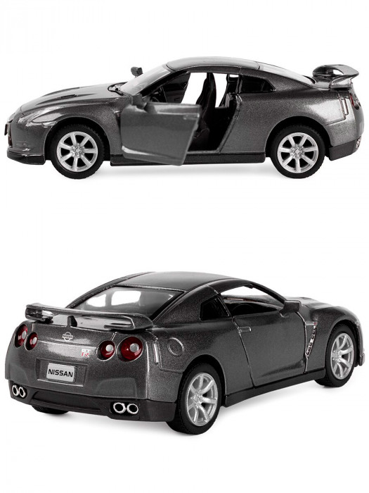 Металлическая машинка Kinsmart 1:36 «2009 Nissan GT-R R35» инерционная, тёмно-серая KT5340D-3