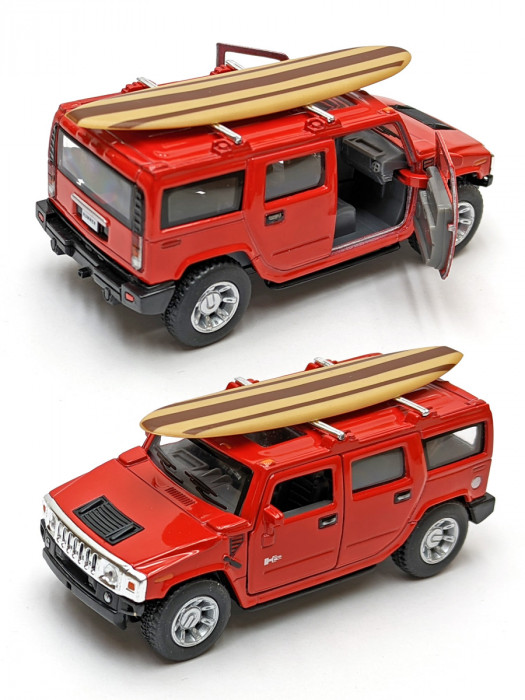 Металлическая машинка Kinsmart 1:40 «2005 Hummer H2 SUV (Cерфинг)» инерционная, красная KT5337DS-1
