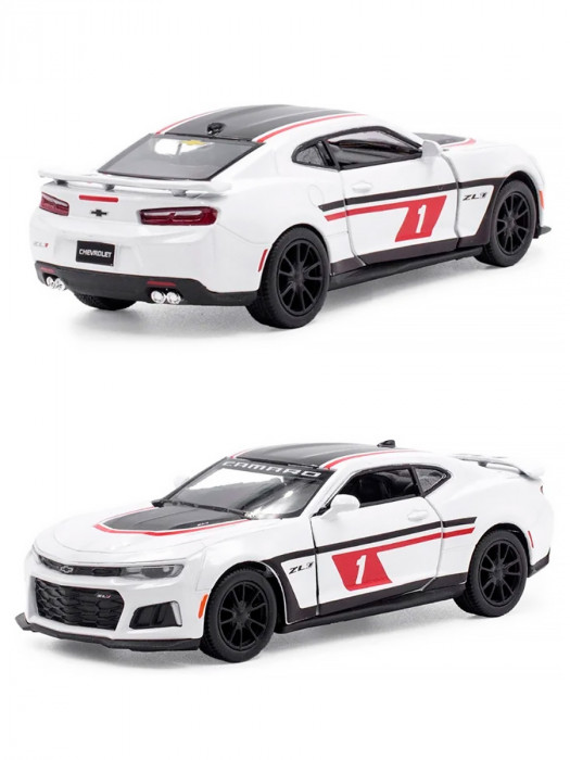 Машинка металлическая Kinsmart 1:38 «2017 Chevrolet Camaro ZL1 Livery Edition» инерционная, белая KT5399DF-2