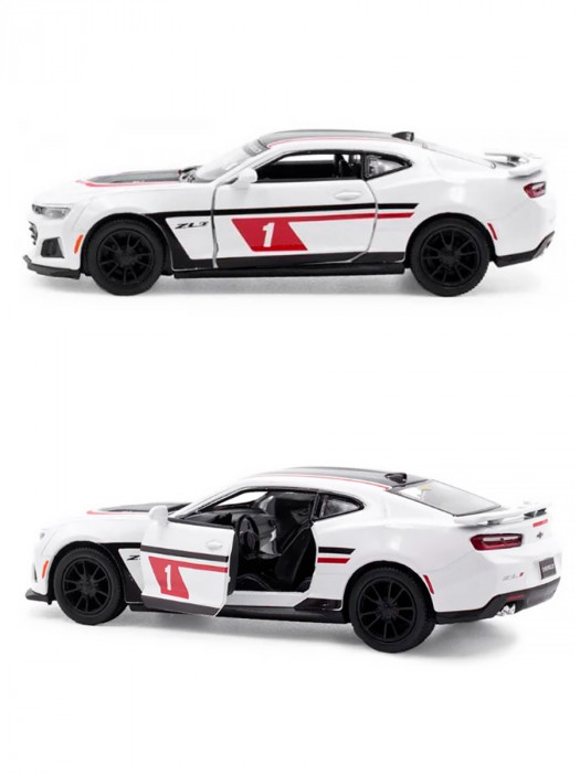 Машинка металлическая Kinsmart 1:38 «2017 Chevrolet Camaro ZL1 Livery Edition» инерционная, белая KT5399DF-2