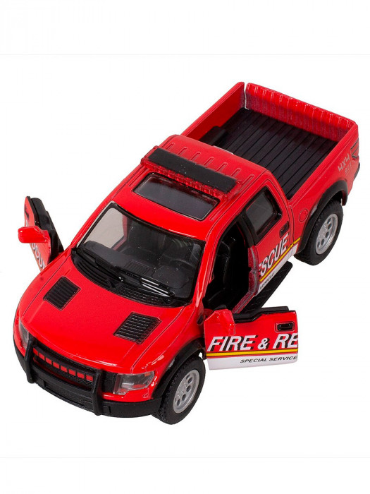 Металлическая машинка Kinsmart 1:46 «2013 Ford F-150 SVT Raptor SuperCrew (Пожарные)» инерционная KT5365DPR-1