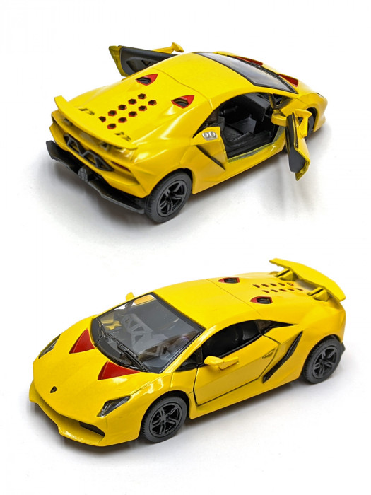 Металлическая машинка Kinsmart 1:38 «Lamborghini Sesto Elemento» инерционная, жёлтая KT5359D-1