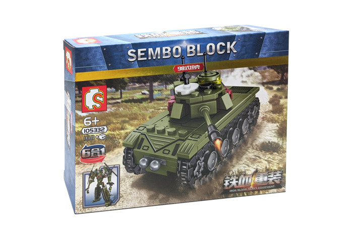 Конструктор Sembo Block Военный трансформер 6 в 1: Танк 105332