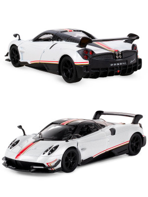 Металлическая машинка Kinsmart 1:38 «2016 Pagani Huayra BC с принтом» инерционная, белая