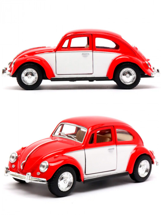 Металлическая машинка Kinsmart 1:32 «1967 Volkswagen Classical Beetle (Color Door)» инерционная, красная KT5373D-2