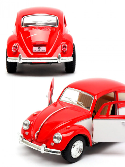 Металлическая машинка Kinsmart 1:32 «1967 Volkswagen Classical Beetle (Color Door)» инерционная, красная KT5373D-2