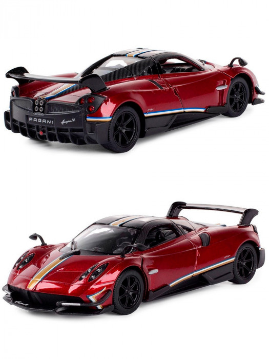 Металлическая машинка Kinsmart 1:38 «2016 Pagani Huayra BC с принтом» инерционная, красная KT5400DF-4