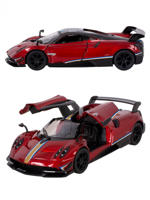 Металлическая машинка Kinsmart 1:38 «2016 Pagani Huayra BC с принтом» инерционная, красная KT5400DF-4