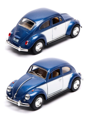 Металлическая машинка Kinsmart 1:32 «1967 Volkswagen Classical Beetle (Color Door)» инерционная, синяя