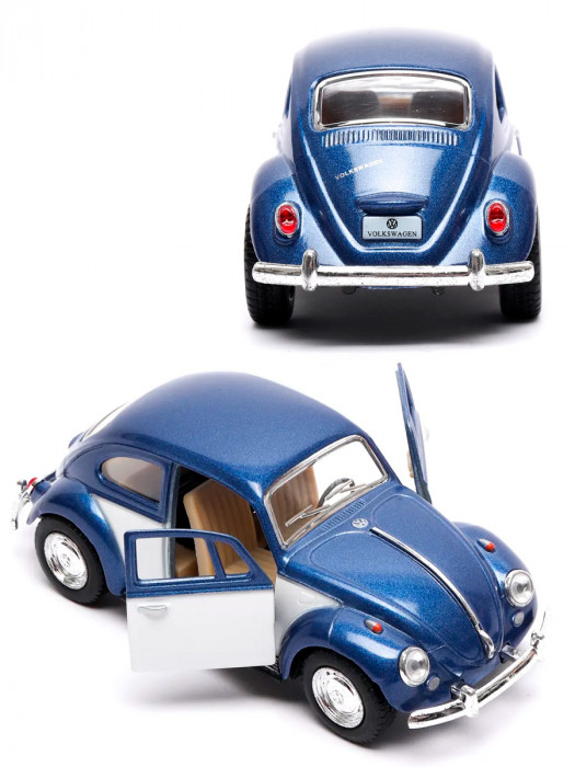 Металлическая машинка Kinsmart 1:32 «1967 Volkswagen Classical Beetle (Color Door)» инерционная, синяя KT5373D-3