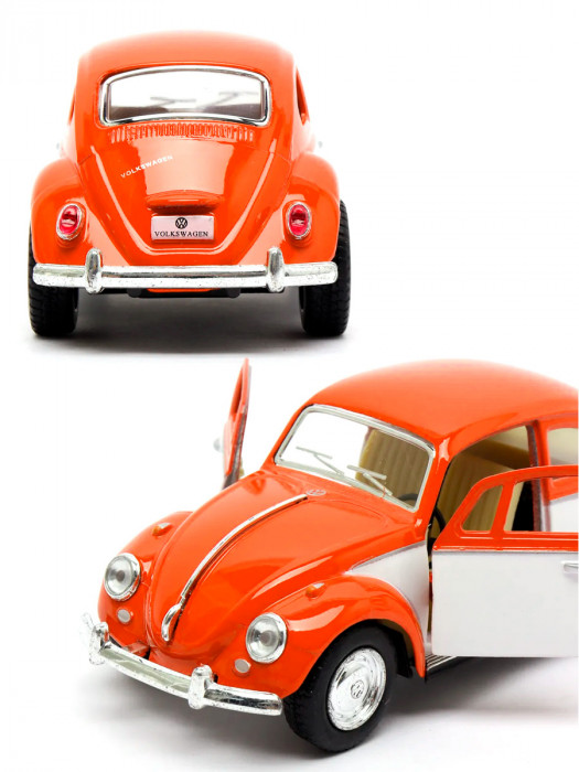 Металлическая машинка Kinsmart 1:32 «1967 Volkswagen Classical Beetle (Color Door)» инерционная, оранжевая KT5373D-4