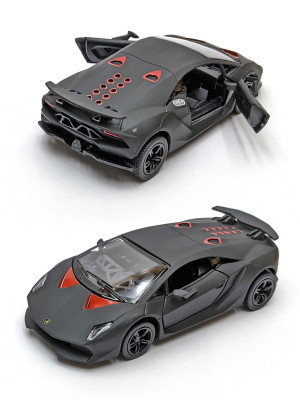 Металлическая машинка Kinsmart 1:38 «Lamborghini Sesto Elemento» инерционная, чёрная