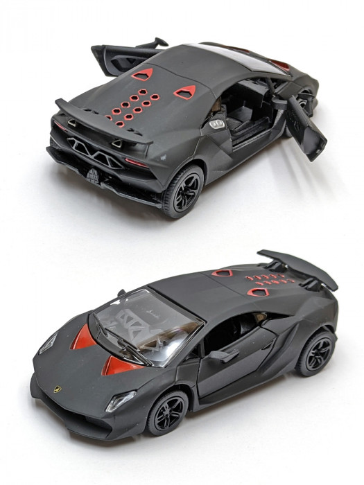 Металлическая машинка Kinsmart 1:38 «Lamborghini Sesto Elemento» инерционная, чёрная KT5359D-4