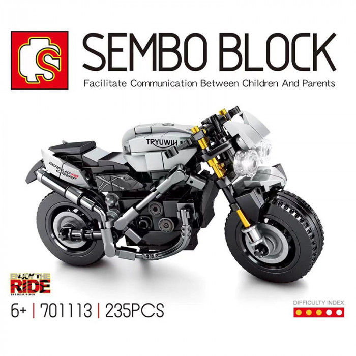 Конструктор Sembo Block Коллекционная модель мотоцикла (серый) 701113