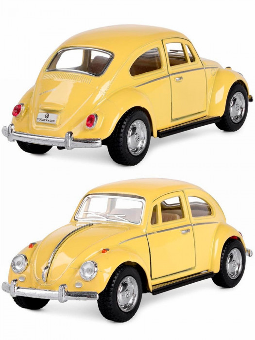 Металлическая машинка Kinsmart 1:32 «1967 Volkswagen Classical Beetle» инерционная, жёлтая KT5375D-3