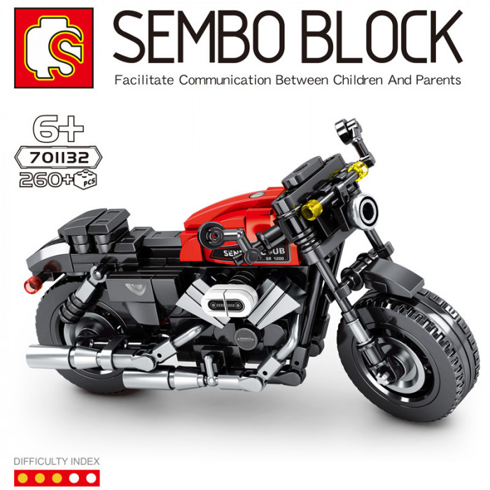Конструктор Sembo Block Коллекционная модель мотоцикла (чёрно-красный) 701132
