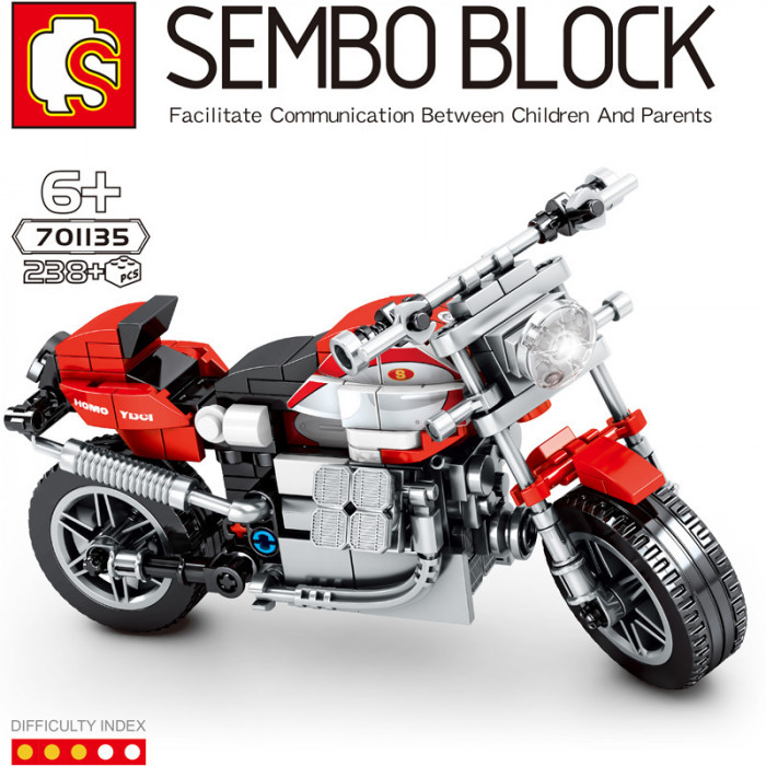 Конструктор Sembo Block Коллекционная модель мотоцикла (бело-красный) 701135