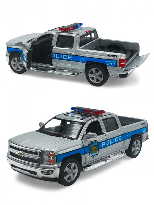 Машинка металлическая Kinsmart 1:46 «2014 Chevrolet Silverado (Полиция)» инерционная KT5381DPR-2