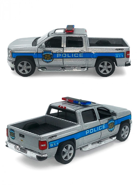Машинка металлическая Kinsmart 1:46 «2014 Chevrolet Silverado (Полиция)» инерционная KT5381DPR-2