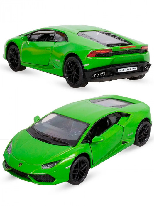 Металлическая машинка Kinsmart 1:36 «Lamborghini Huracan LP610-4» инерционная, зелёная KT5382D-1