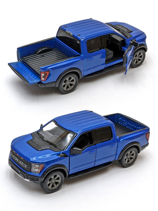 Металлическая машинка Kinsmart 1:46 «2022 Ford F-150 Raptor» инерционная, синяя KT5436D-4