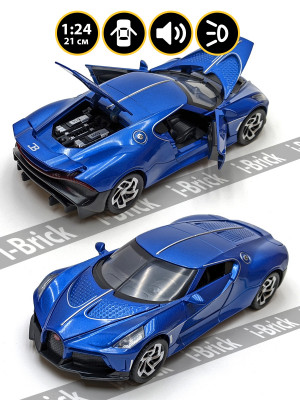 Металлическая машинка BMB 1:24 (21 см) «Bugatti La Voiture Noire» синяя, свет, звук, инерция