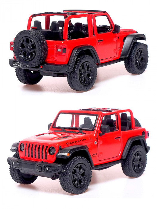 Металлическая машинка Kinsmart 1:34 «2018 Jeep Wrangler (открытый верх)» инерционная, красная KT5412DA-4
