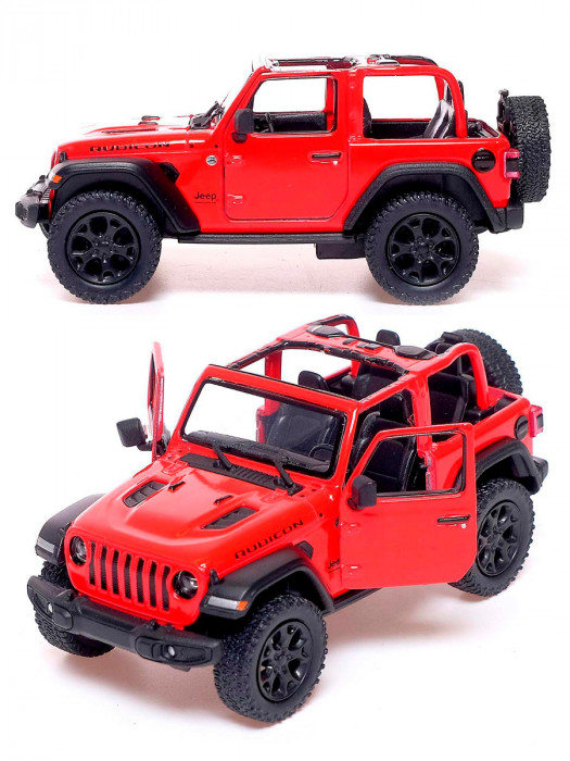 Металлическая машинка Kinsmart 1:34 «2018 Jeep Wrangler (открытый верх)» инерционная, красная KT5412DA-4