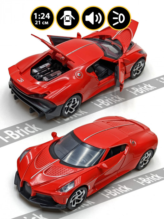 Металлическая машинка BMB 1:24 (21 см) «Bugatti La Voiture Noire» красная, свет, звук, инерция K2-06-C-3