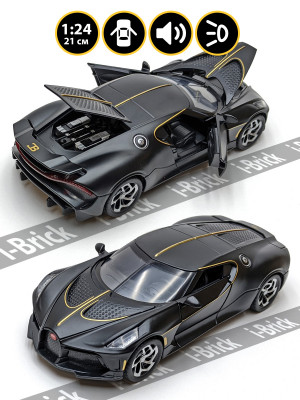 Металлическая машинка BMB 1:24 (21 см) «Bugatti La Voiture Noire» чёрная, свет, звук, инерция