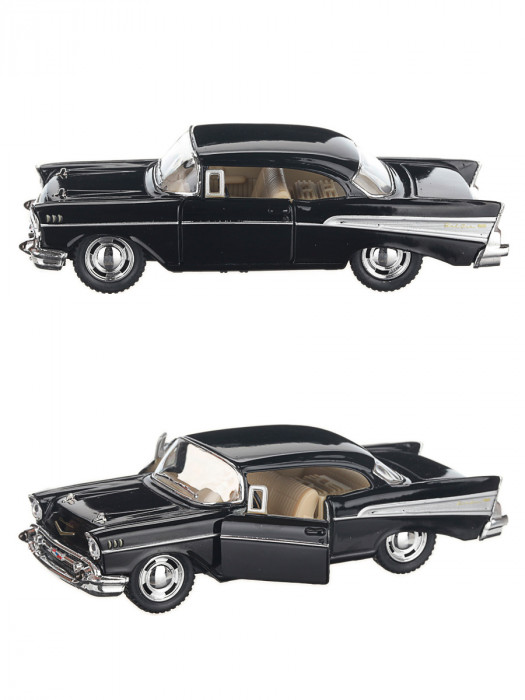 Металлическая машинка Kinsmart 1:40 «1957 Chevrolet Bel Air» инерционная, чёрная KT5313D-2