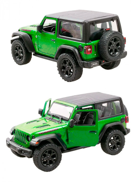 Металлическая машинка Kinsmart 1:34 «2018 Jeep Wrangler (жёсткий верх)» инерционная, зелёная KT5412DB-3