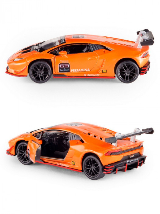 Металлическая машинка Kinsmart 1:36 «Lamborghini Huracan LP620-2 Super Trofeo» инерционная, оранжевая