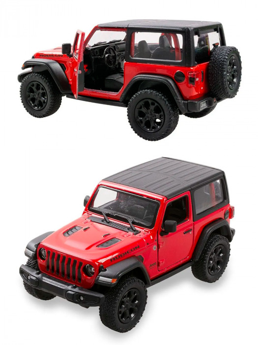 Металлическая машинка Kinsmart 1:34 «2018 Jeep Wrangler (жёсткий верх)» инерционная, красная KT5412DB-4