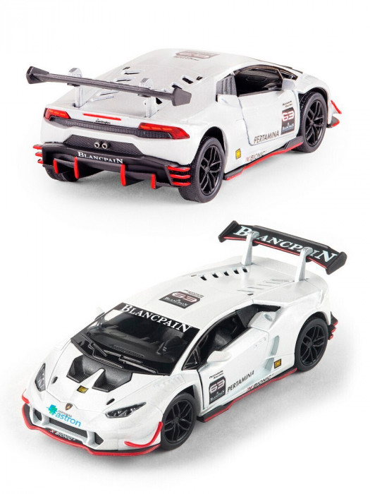 Металлическая машинка Kinsmart 1:36 «Lamborghini Huracan LP620-2 Super Trofeo» инерционная, белая KT5389D-4