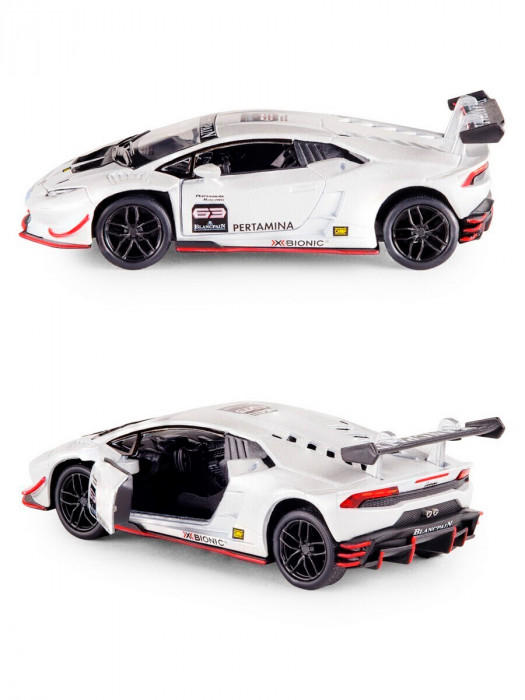 Металлическая машинка Kinsmart 1:36 «Lamborghini Huracan LP620-2 Super Trofeo» инерционная, белая KT5389D-4
