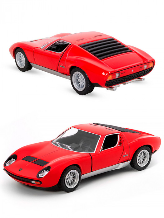 Металлическая машинка Kinsmart 1:34 «1971 Lamborghini Miura P400 SV» инерционная, красная KT5390D-1