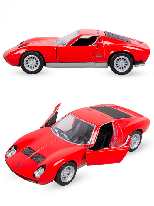 Металлическая машинка Kinsmart 1:34 «1971 Lamborghini Miura P400 SV» инерционная, красная KT5390D-1