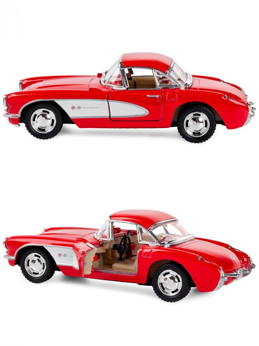 Машинка металлическая Kinsmart 1:34 «1957 Chevrolet Corvette» инерционная, красная