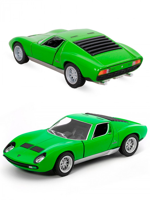 Металлическая машинка Kinsmart 1:34 «1971 Lamborghini Miura P400 SV» инерционная, зелёная KT5390D-2