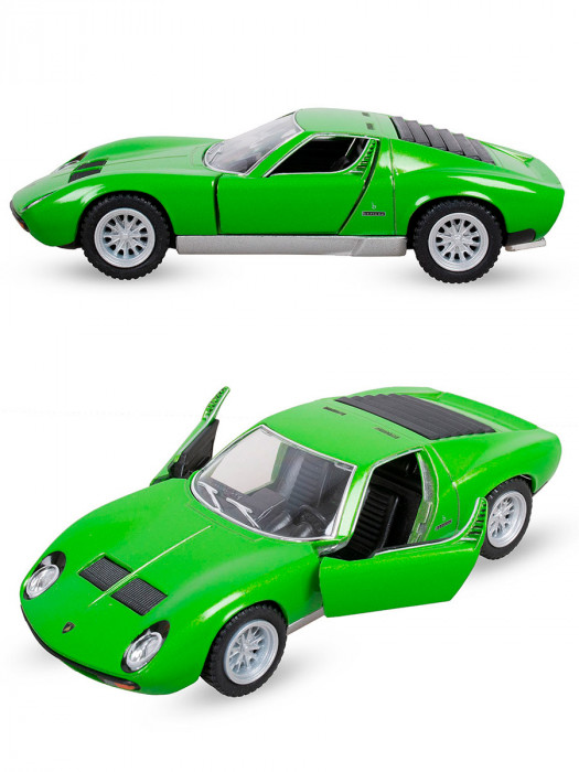 Металлическая машинка Kinsmart 1:34 «1971 Lamborghini Miura P400 SV» инерционная, зелёная KT5390D-2