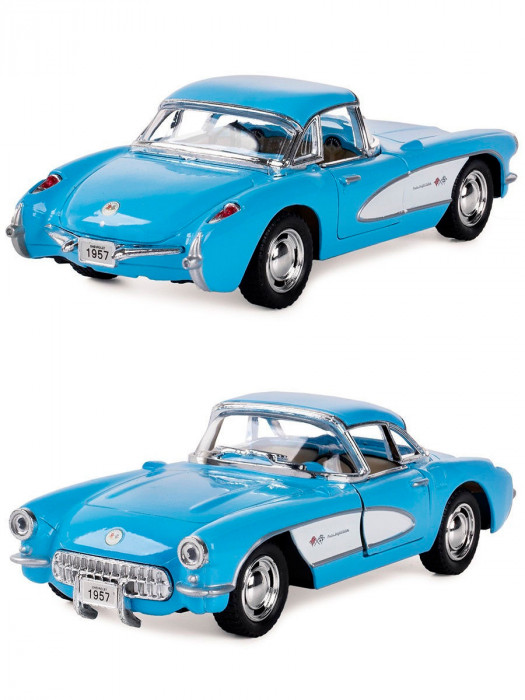 Машинка металлическая Kinsmart 1:34 «1957 Chevrolet Corvette» инерционная, голубая KT5316D-2