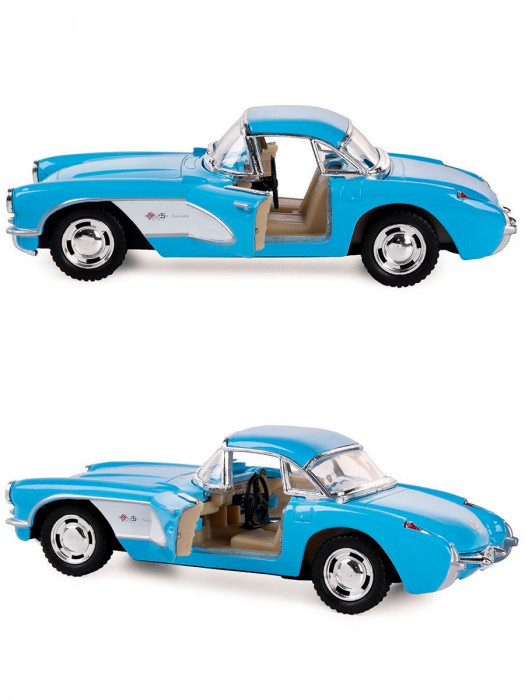 Машинка металлическая Kinsmart 1:34 «1957 Chevrolet Corvette» инерционная, голубая KT5316D-2