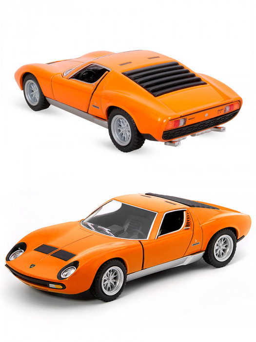 Металлическая машинка Kinsmart 1:34 «1971 Lamborghini Miura P400 SV» инерционная, оранжевая KT5390D-3