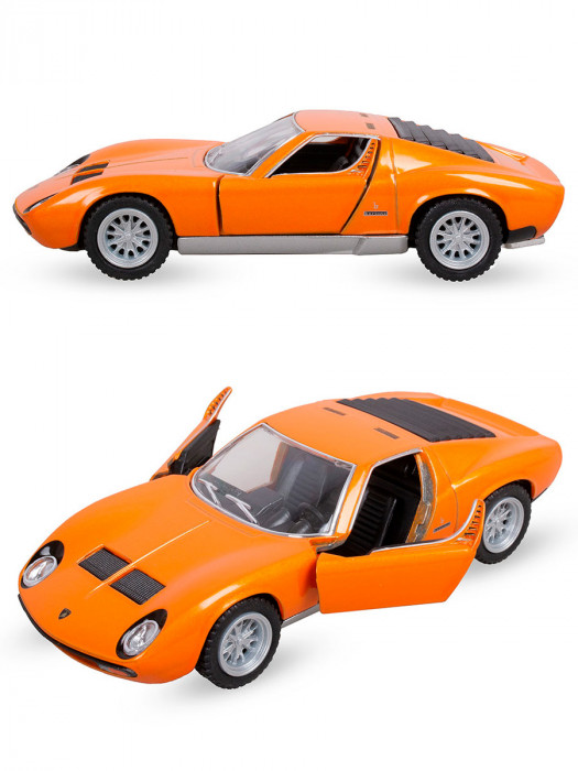 Металлическая машинка Kinsmart 1:34 «1971 Lamborghini Miura P400 SV» инерционная, оранжевая