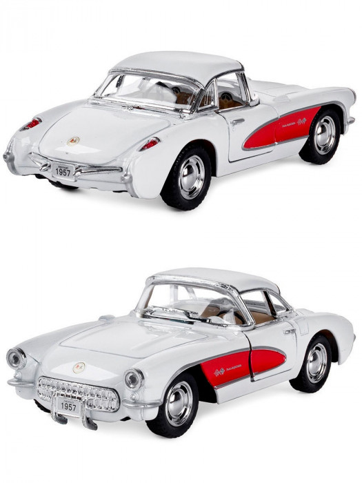 Машинка металлическая Kinsmart 1:34 «1957 Chevrolet Corvette» инерционная, белая KT5316D-3