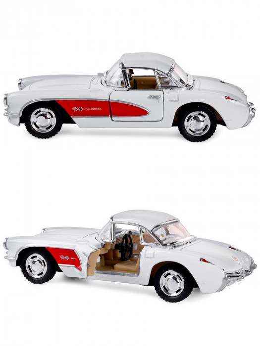 Машинка металлическая Kinsmart 1:34 «1957 Chevrolet Corvette» инерционная, белая KT5316D-3